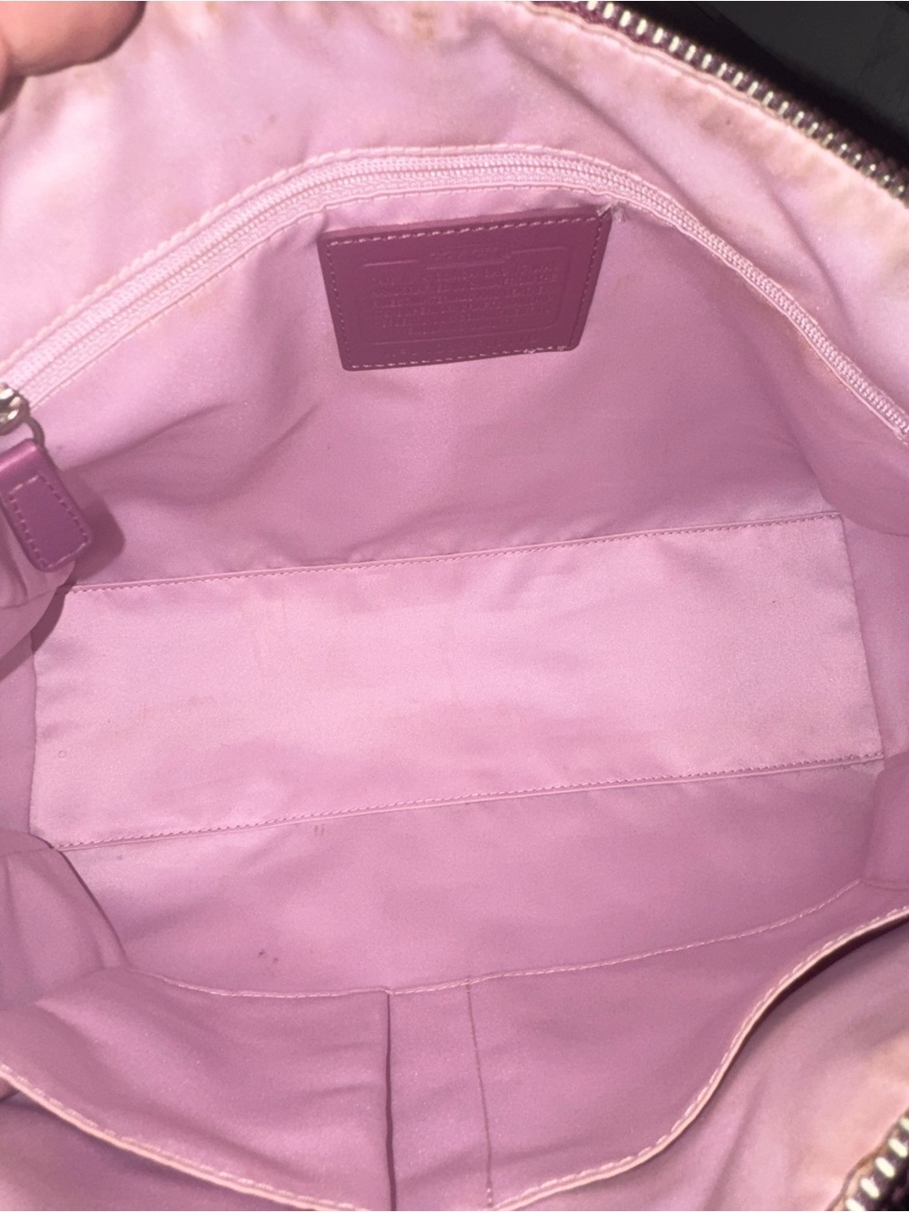 Like NEW Coach Beige Signature Satchel with Deep Lavender Trim - PRETTY 💖 - Picture 3 of 9